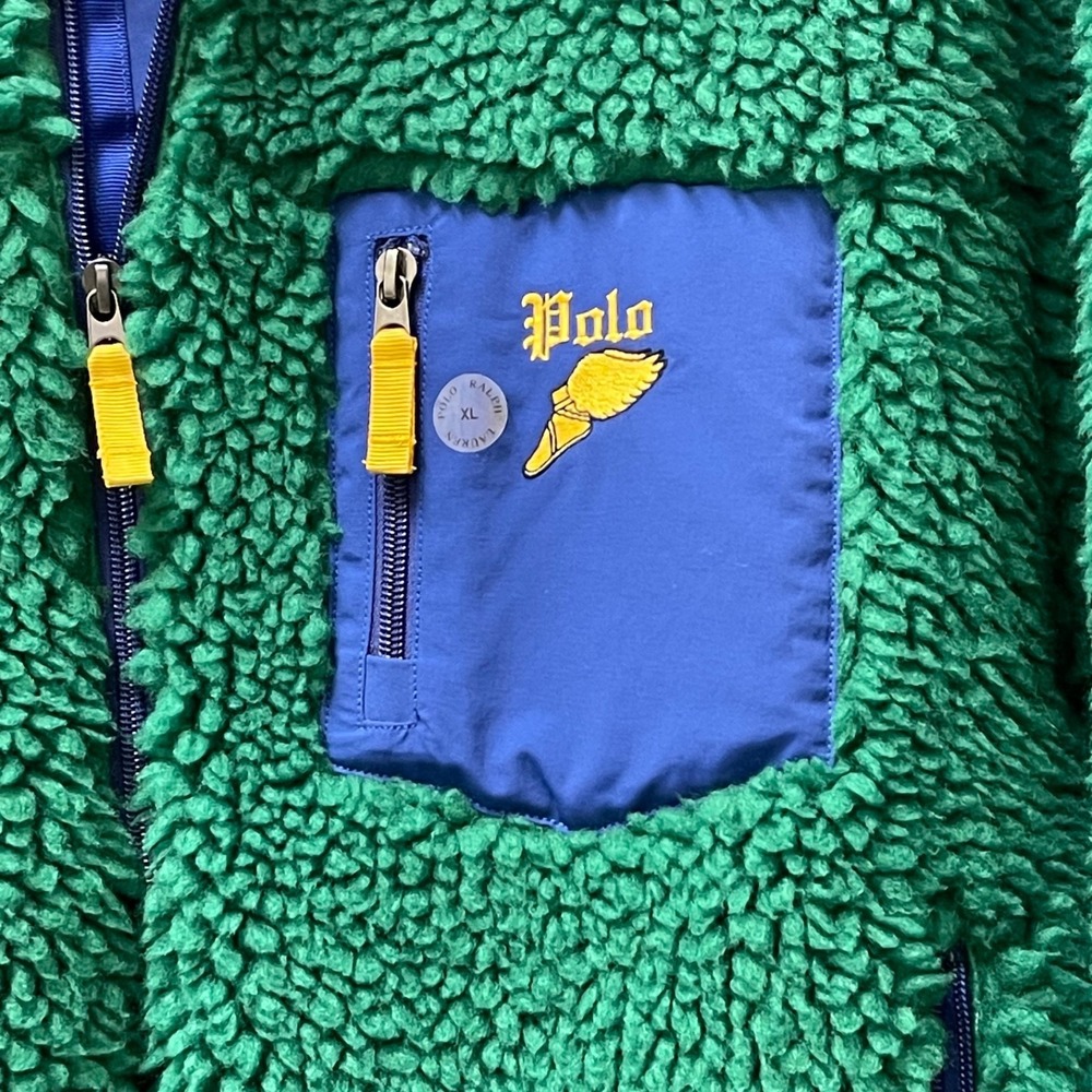 Polo Ralph‎ Lauren Men's Sz XL Green Shaggy High Pile Fleece Full Zip Jacket NWT - Picture 4 of 16